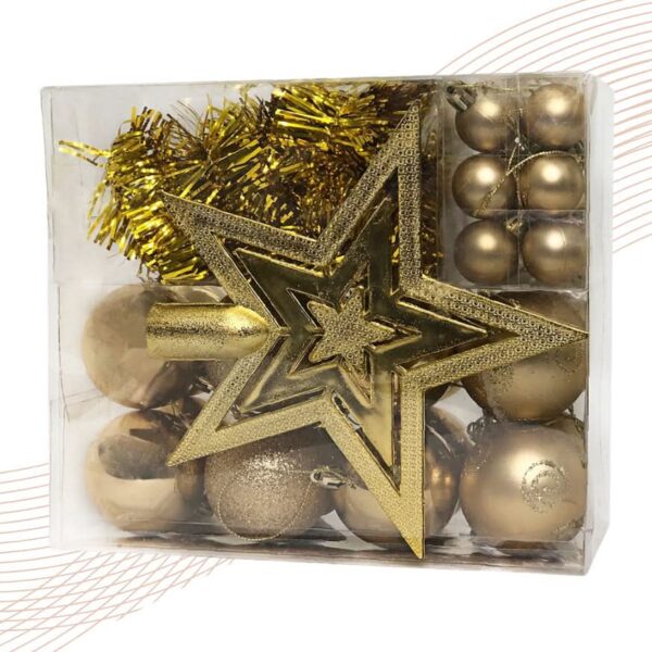 Kit 44 Enfeites Para Árvore de Natal Estrela Bolas Festão Cordão Pérolas Decoração Natalina - Imagem 11