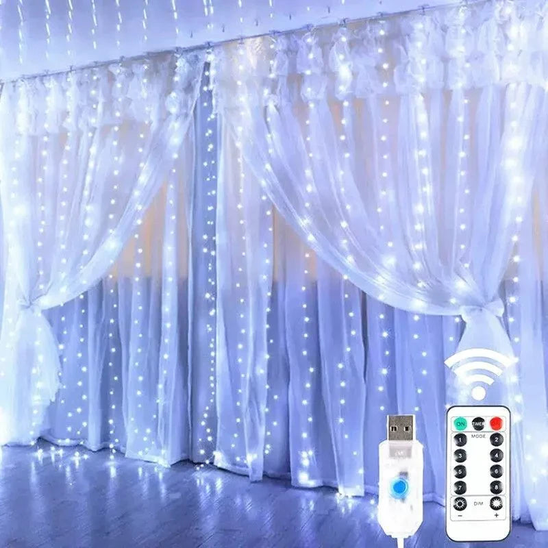 Cortina de LED Natalina 300 Luzes – 8 Efeitos Mágicos de Iluminação - Imagem 7