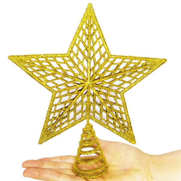 Estrela de Natal Ponteira Glitter Brilhante 20cm para Arvore Decoração - Imagem 6