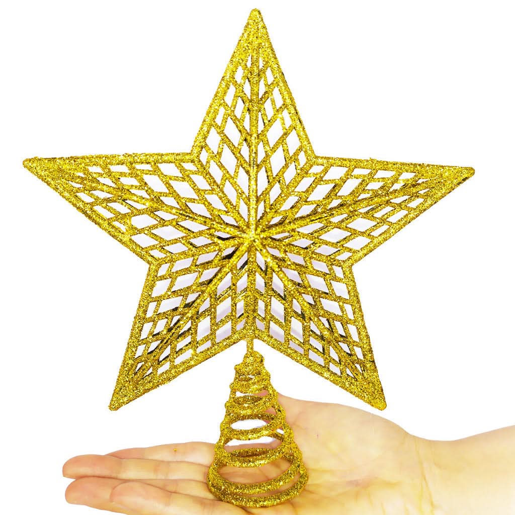 Estrela de Natal Ponteira Glitter Brilhante 20cm para Arvore Decoração - Imagem 6