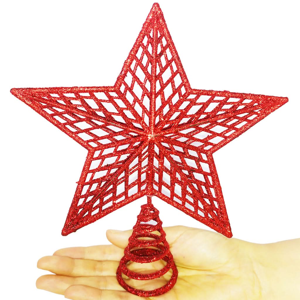 Estrela de Natal Ponteira Glitter Brilhante 20cm para Arvore Decoração - Imagem 5