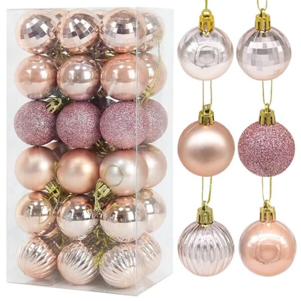 Decoração De Natal / 4cm 36 Peças Bolas Coloridas De Natal Com Glitter - Imagem 4