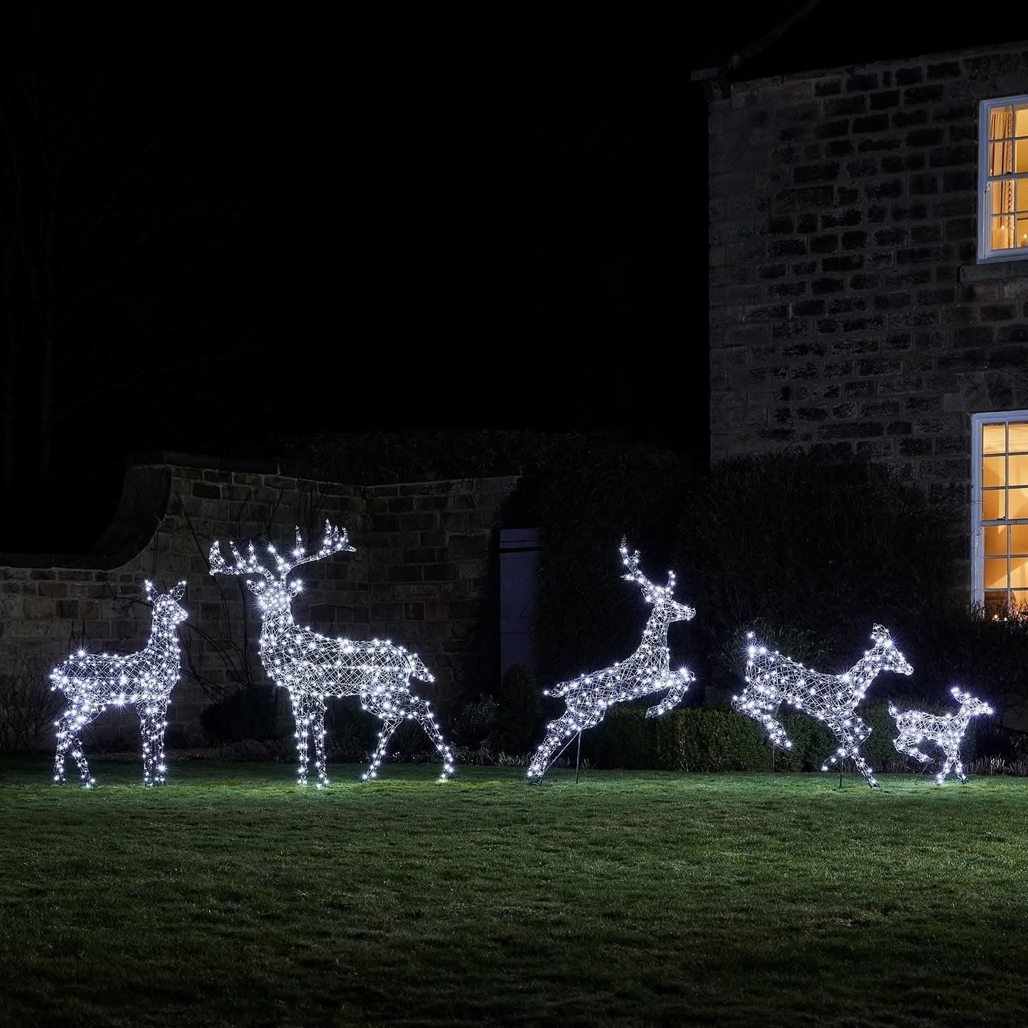 Conjunto Natalino de 5 Renas Iluminadas com LED em Duas Cores - Imagem 4