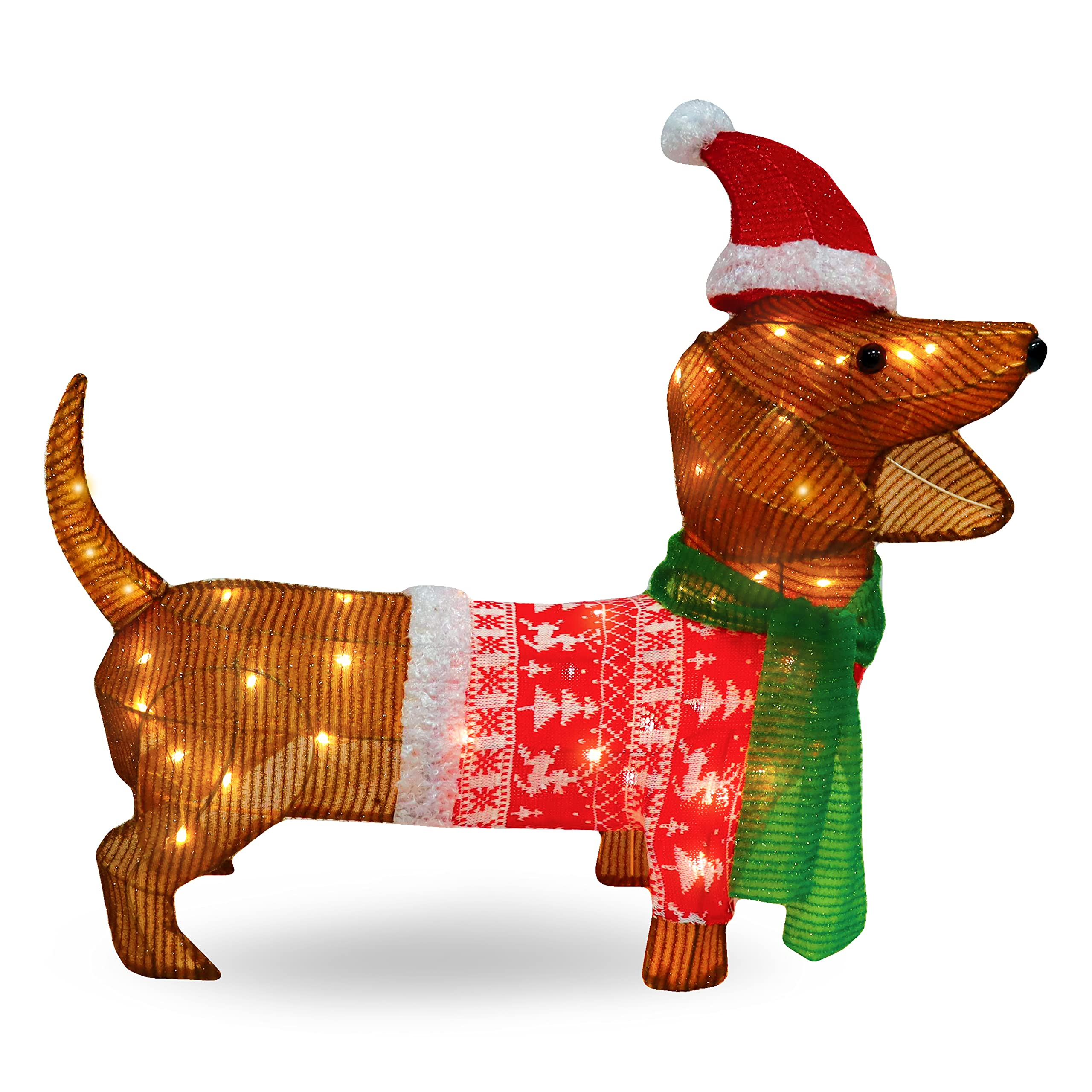 Luz de Jardim LED Cachorro Salsicha de Tinsel com 40 LEDs Branco Quente – 61 cm - Imagem 2