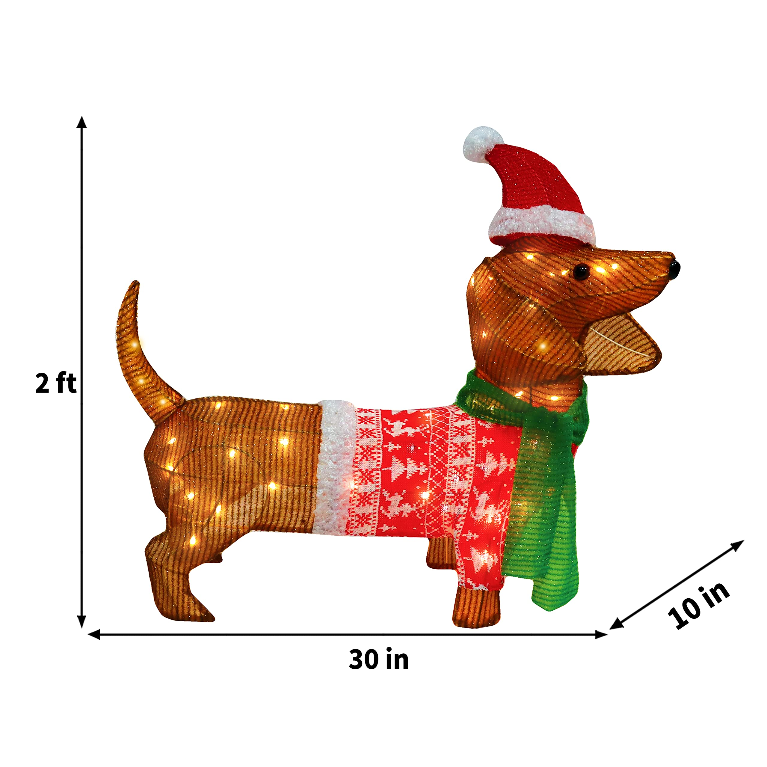 Luz de Jardim LED Cachorro Salsicha de Tinsel com 40 LEDs Branco Quente – 61 cm - Imagem 4