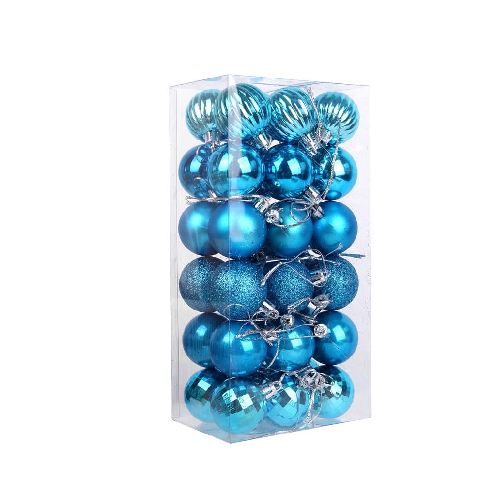 Decoração De Natal / 4cm 36 Peças Bolas Coloridas De Natal Com Glitter - Imagem 19