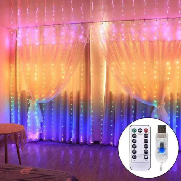 Cortina de LED Natalina 300 Luzes – 8 Efeitos Mágicos de Iluminação - Imagem 4