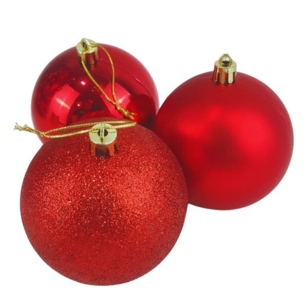 Kit 30 Bolas Enfeite de Natal Gliter Decoração Vermelho - Imagem 4