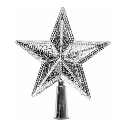Estrela Vazada Ponteira Para Árvore De Natal Metalizado 20cm - Imagem 3