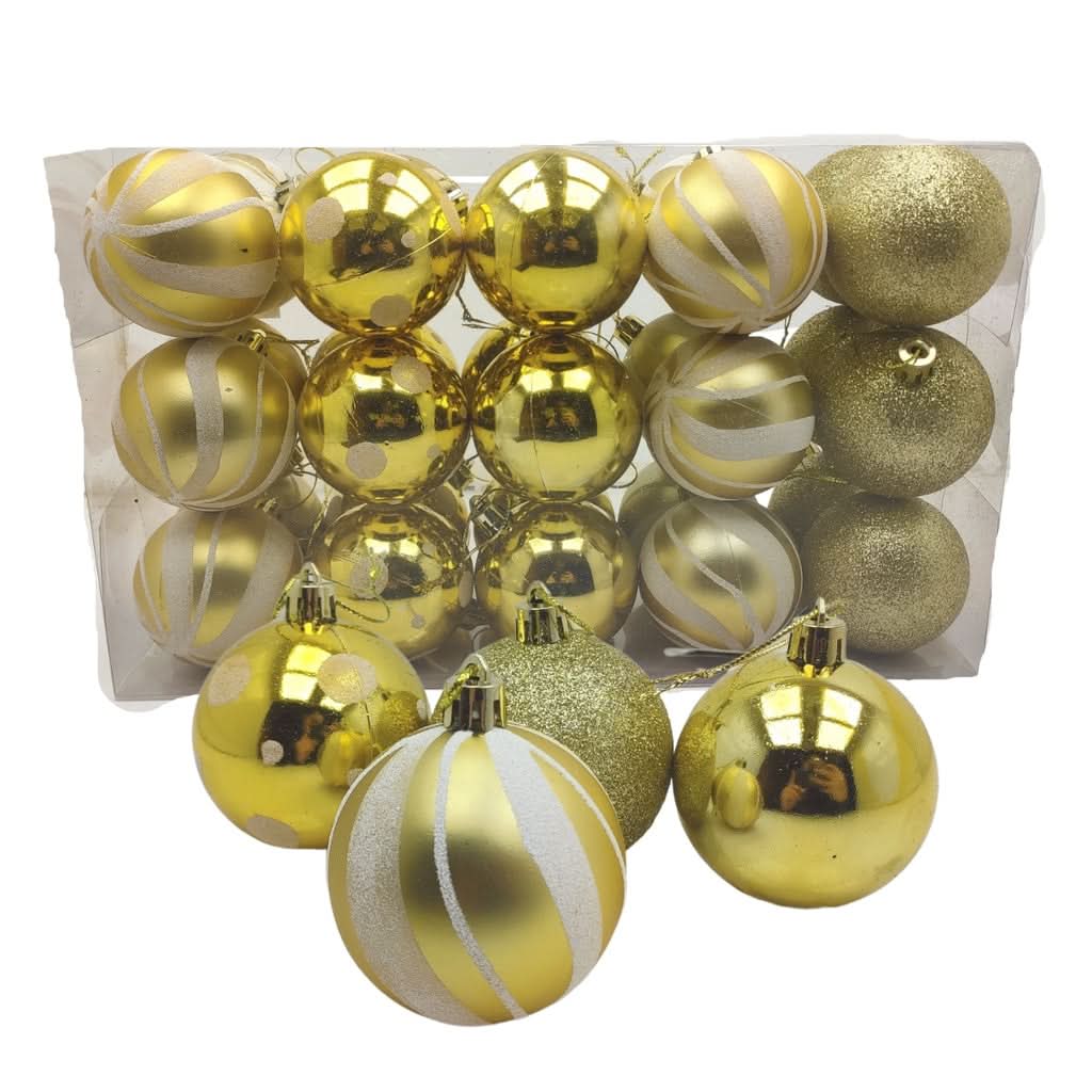 Kit 30 Bolas Enfeite de Natal Gliter Decoração - Imagem 5