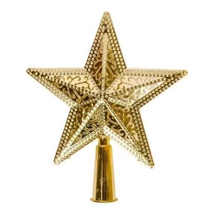 Estrela Vazada Ponteira Para Árvore De Natal Metalizado 20cm - Imagem 2