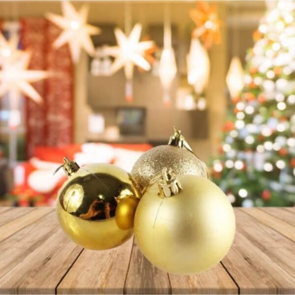 Kit 30 Bolas De Natal Mista 4cm Dourada Decoração Árvore - Imagem 4