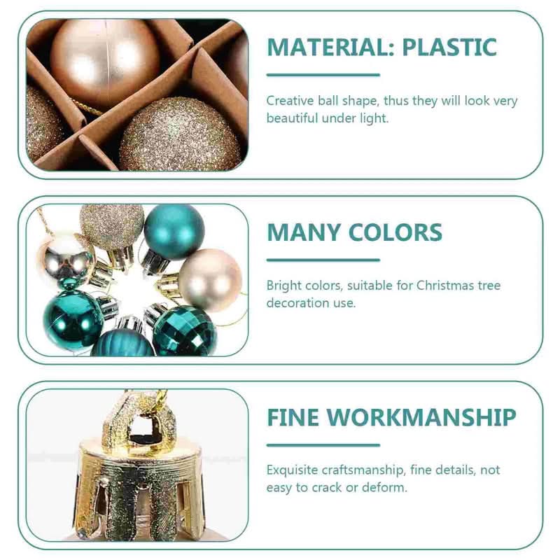 64 Peças Decoração De Natal Bolas Ouro Azul - Imagem 3