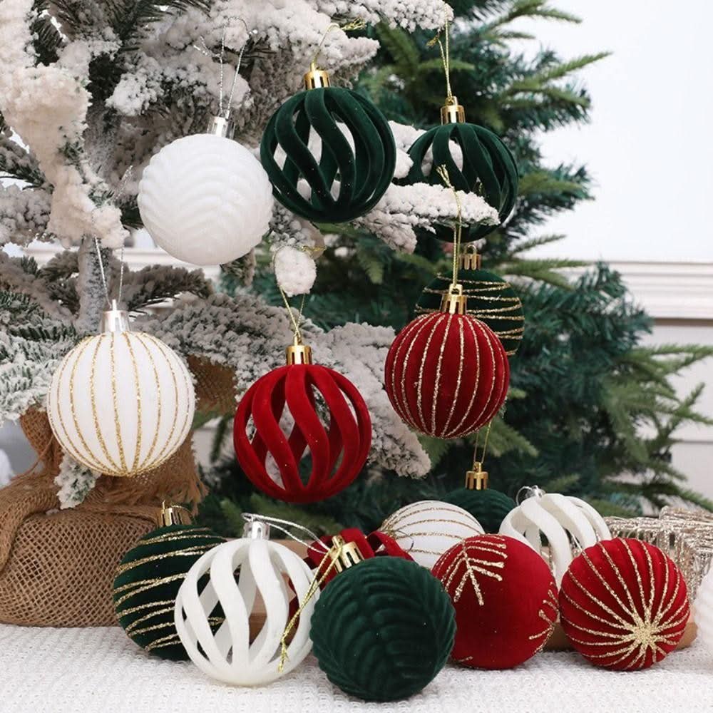 Kit 6 Bolas De Natal 6cm  De Veludo - Imagem 4