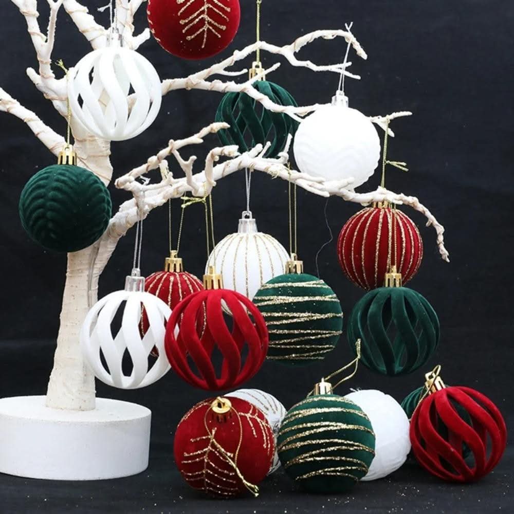 Kit 6 Bolas De Natal 6cm  De Veludo - Imagem 2
