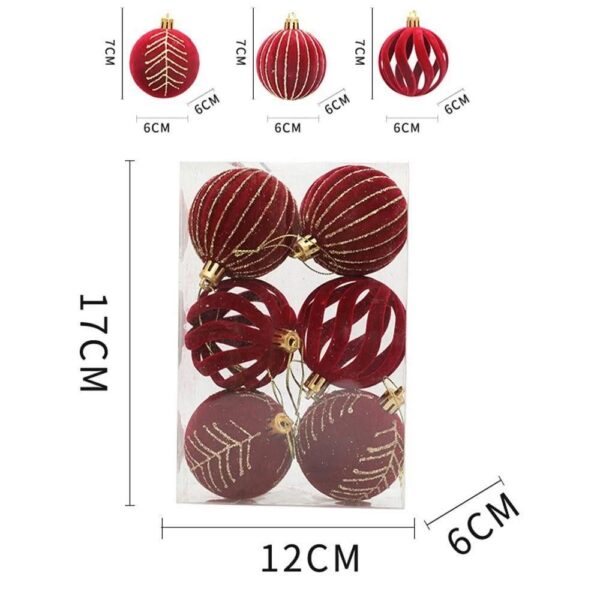 Kit 6 Bolas De Natal 6cm  De Veludo - Imagem 5
