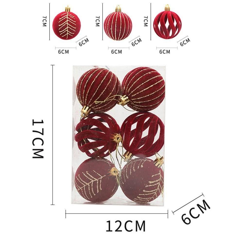 Kit 6 Bolas De Natal 6cm  De Veludo - Imagem 5