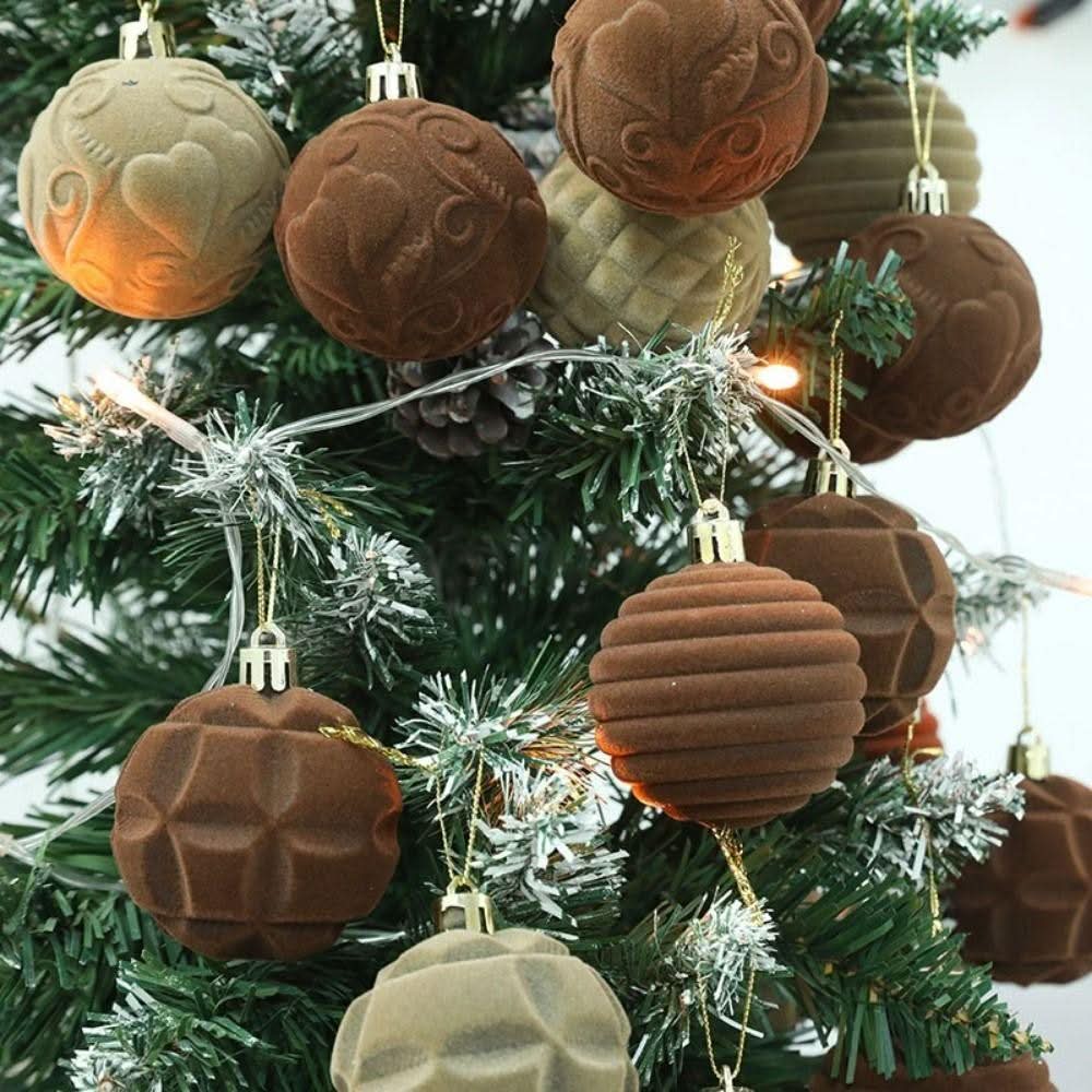 12 Bolas De Natal 6cm Bolas Plásticas De Veludo - Imagem 4