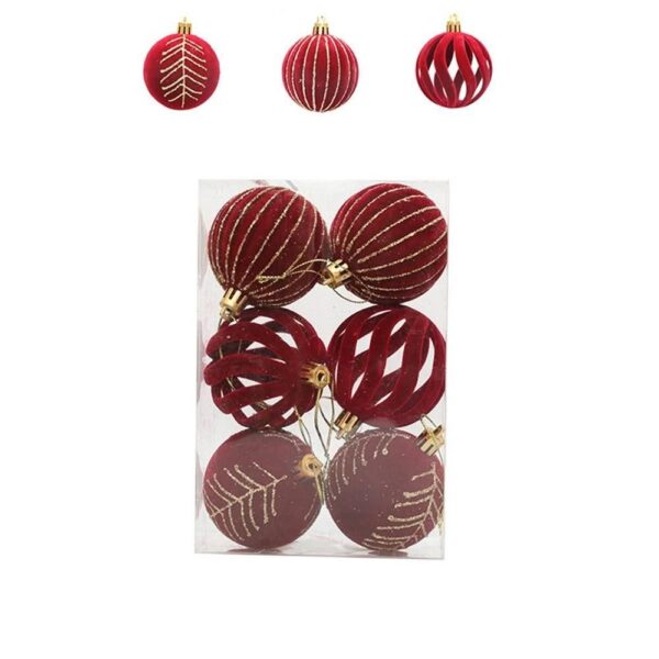 Kit 6 Bolas De Natal 6cm  De Veludo - Imagem 8